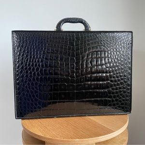 Vintage Fred of Paris real crocodile leather briefcase